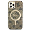 Guess GUBPP12MH4EACSW Hoesje + Draadloze Oplader Apple iPhone 12 / iPhone 12 Pro Bruin Hardcase, 4G Print, MagSafe