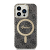 Guess GUBPP14LH4EACSK Hoesje + Draadloze Oplader Apple iPhone 14 Pro Zwart Hardcase, 4G Print, MagSafe