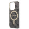 Guess GUBPP14LH4EACSK Hoesje + Draadloze Oplader Apple iPhone 14 Pro Zwart Hardcase, 4G Print, MagSafe