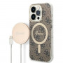 Guess GUBPP14XH4EACSW hoesje + draadloze oplader Apple iPhone 14 Pro Max bruin hardcase, 4G Print, MagSafe