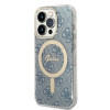 Guess GUBPP14XH4EACSB hoesje + draadloze oplader Apple iPhone 14 Pro Max blauw hardcase, 4G Print, MagSafe