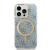 Guess GUBPP14XH4EACSB hoesje + draadloze oplader Apple iPhone 14 Pro Max blauw hardcase, 4G Print, MagSafe