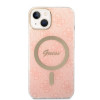 Guess GUBPP14MH4EACSP Hoesje + draadloze oplader Apple iPhone 14 Plus / iPhone 15 Plus roze hardcase, 4G Print, MagSafe