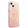 Guess GUBPP14MH4EACSP Hoesje + draadloze oplader Apple iPhone 14 Plus / iPhone 15 Plus roze hardcase, 4G Print, MagSafe
