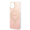 Guess GUBPP14MH4EACSP Hoesje + draadloze oplader Apple iPhone 14 Plus / iPhone 15 Plus roze hardcase, 4G Print, MagSafe