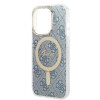 Guess GUBPP14LH4EACSB Hoesje + Draadloze Oplader Apple iPhone 14 Pro Blauw Hardcase, 4G Print, MagSafe