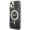 Guess GUBPP14MHMEACSK hoesje + draadloze oplader Apple iPhone 14 Plus / iPhone 15 Plus zwart hardcase, Marble, MagSafe