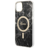 Guess GUBPP14MHMEACSK hoesje + draadloze oplader Apple iPhone 14 Plus / iPhone 15 Plus zwart hardcase, Marble, MagSafe