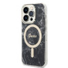 Guess GUBPP14XHMEACSK Hoesje + Draadloze Oplader Apple iPhone 14 Pro Max Zwarte Hardcase, Marble, MagSafe