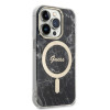Guess GUBPP14XHMEACSK Hoesje + Draadloze Oplader Apple iPhone 14 Pro Max Zwarte Hardcase, Marble, MagSafe