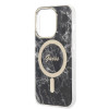 Guess GUBPP14XHMEACSK Hoesje + Draadloze Oplader Apple iPhone 14 Pro Max Zwarte Hardcase, Marble, MagSafe