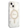 Guess GUBPP14MHMEACSH Hoesje + Draadloze Oplader Apple iPhone 14 Plus / iPhone 15 Plus Wit Hardcase, Marble, MagSafe