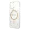 Guess GUBPP14MHMEACSH Hoesje + Draadloze Oplader Apple iPhone 14 Plus / iPhone 15 Plus Wit Hardcase, Marble, MagSafe