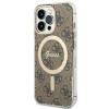 Guess GUBPP13LH4EACSW Hoesje + Draadloze Oplader Apple iPhone 13 Pro Bruin Hardcase, 4G Print, MagSafe