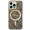 Guess GUBPP13LH4EACSW Hoesje + Draadloze Oplader Apple iPhone 13 Pro Bruin Hardcase, 4G Print, MagSafe
