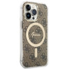 Guess GUBPP13LH4EACSW Hoesje + Draadloze Oplader Apple iPhone 13 Pro Bruin Hardcase, 4G Print, MagSafe