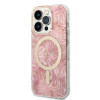 Guess GUBPP14LHJEACSP Hoesje + Draadloze Oplader voor Apple iPhone 14 Pro, Jungle, roze hardcase, MagSafe