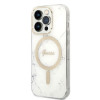 Guess GUBPP14LHMEACSH hoesje + draadloze oplader Apple iPhone 14 Pro wit hardcase, Marble, MagSafe