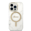 Guess GUBPP14LHMEACSH hoesje + draadloze oplader Apple iPhone 14 Pro wit hardcase, Marble, MagSafe