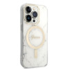 Guess GUBPP14LHMEACSH hoesje + draadloze oplader Apple iPhone 14 Pro wit hardcase, Marble, MagSafe