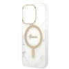 Guess GUBPP14LHMEACSH hoesje + draadloze oplader Apple iPhone 14 Pro wit hardcase, Marble, MagSafe