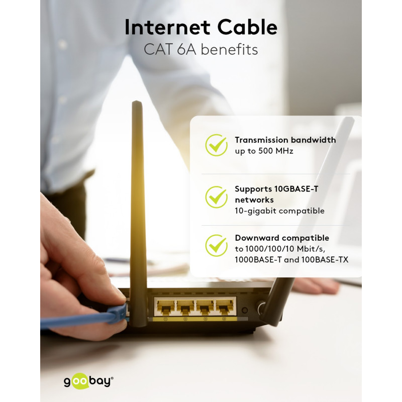 Goobay CAT 6A-patchkabel S/FTP (PiMF), 5 m, grijs, set van 10, kopergeleider (CU), halogeenvrije mantel (LSZH)