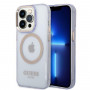 Guess GUHMP14XHTCMU Apple iPhone 14 Pro Max paarse hardcase, Gold Outline Translucent, MagSafe