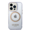Guess GUHMP14XHTCMU Apple iPhone 14 Pro Max paarse hardcase, Gold Outline Translucent, MagSafe