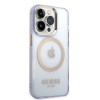 Guess GUHMP14XHTCMU Apple iPhone 14 Pro Max paarse hardcase, Gold Outline Translucent, MagSafe