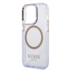 Guess GUHMP14XHTCMU Apple iPhone 14 Pro Max paarse hardcase, Gold Outline Translucent, MagSafe
