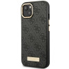 Guess GUHMP14MU4GPRK Apple iPhone 14 Plus / 15 Plus zwarte hardcase, 4G Logo Plate, MagSafe