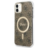 Guess GUBPN61H4EACSW Hoesje + draadloze oplader voor Apple iPhone 11, 4G Print, bruin hardcase, MagSafe