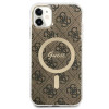 Guess GUBPN61H4EACSW Hoesje + draadloze oplader voor Apple iPhone 11, 4G Print, bruin hardcase, MagSafe
