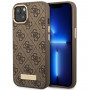 Guess GUHMP14MU4GPRW Apple iPhone 14 Plus / 15 Plus bruine hardcase, 4G Logo Plate, MagSafe