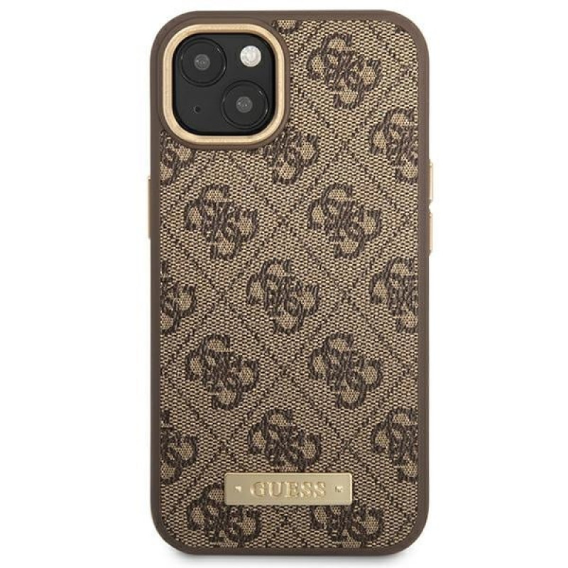Guess GUHMP14MU4GPRW Apple iPhone 14 Plus / 15 Plus bruine hardcase, 4G Logo Plate, MagSafe