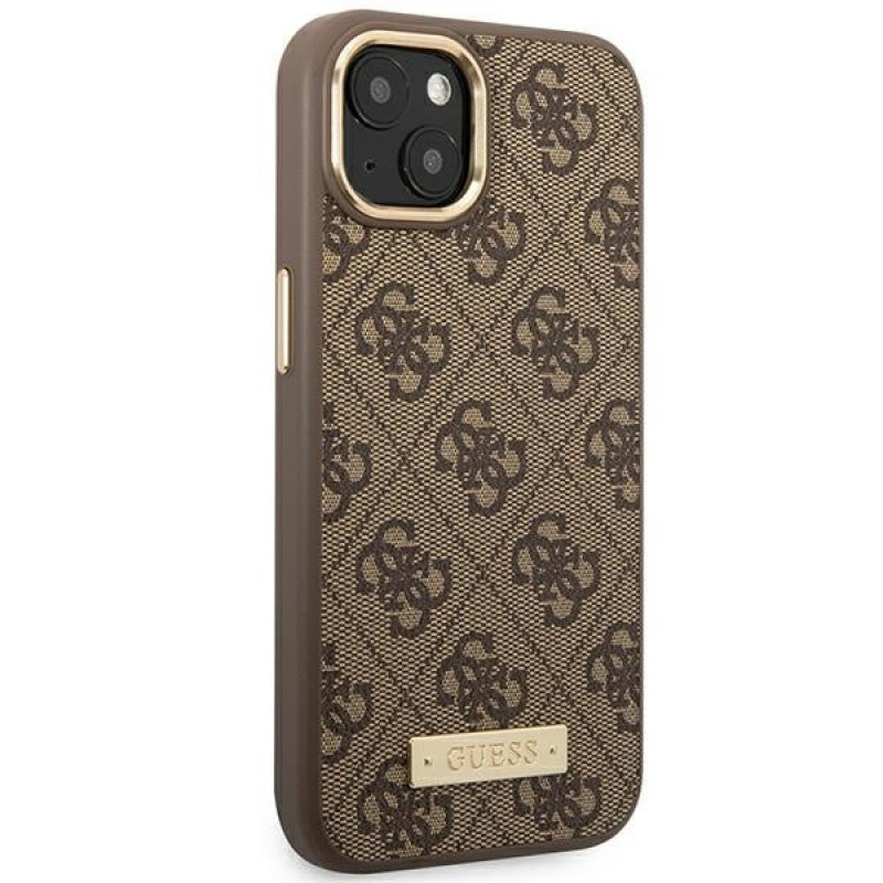 Guess GUHMP14MU4GPRW Apple iPhone 14 Plus / 15 Plus bruine hardcase, 4G Logo Plate, MagSafe