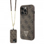 Guess GUHCP13LP4TDSCPW Apple iPhone 13/13 Pro bruine hardcase, Crossbody 4G Metal Logo