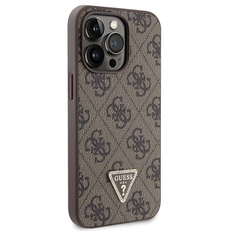 Guess GUHCP13LP4TDSCPW Apple iPhone 13/13 Pro bruine hardcase, Crossbody 4G Metal Logo