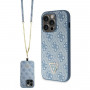 Guess GUHCP14XP4TDSCPB Apple iPhone 14 Pro Max blauwe hardcase, Crossbody 4G Metal Logo