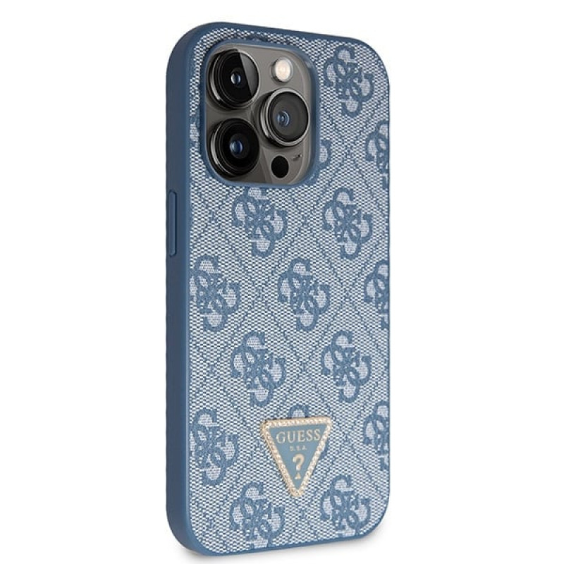 Guess GUHCP14XP4TDSCPB Apple iPhone 14 Pro Max blauwe hardcase, Crossbody 4G Metal Logo