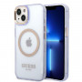 Guess GUHMP14SHTCMU Apple iPhone 14 paarse hardcase, Gold Outline Translucent, MagSafe