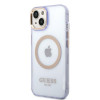 Guess GUHMP14SHTCMU Apple iPhone 14 paarse hardcase, Gold Outline Translucent, MagSafe