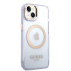 Guess GUHMP14SHTCMU Apple iPhone 14 paarse hardcase, Gold Outline Translucent, MagSafe