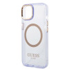 Guess GUHMP14SHTCMU Apple iPhone 14 paarse hardcase, Gold Outline Translucent, MagSafe