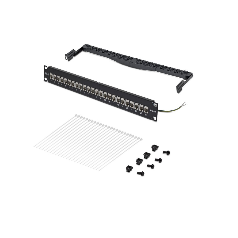 StarTech.com C6APANELSTP241UFT 24-poorts 1U feed-through patchpaneel, afgeschermd Cat6a, RJ45, 19", zwart