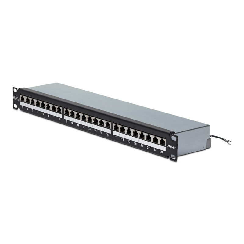 StarTech.com C6APANELSTP241UPD 24-poorts 1U afgeschermd Cat6A patchpaneel, 110 punch-down, rackmontage, RJ45 STP, 48,3 cm (19"), zilver