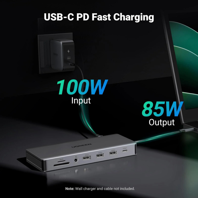 Ugreen Revodok Pro 313 USB-C laptop-dockingstation (15978), UGR1851, 100 W, grijs