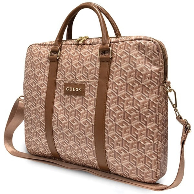 Guess GCube Stripes GUCB15HGCFSEW laptoptas, tot 16 inch, bruin