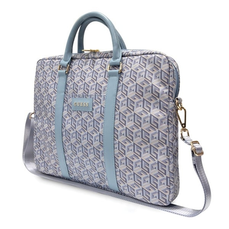 Guess GCube Stripes GUCB15HGCFSEB laptop tas, tot 16 inch, blauw