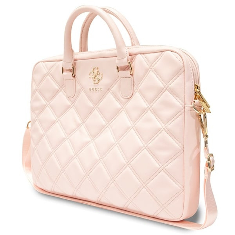 Guess GUCB15ZPSQSSGP 16-inch laptoptas, Quilted 4G, roze